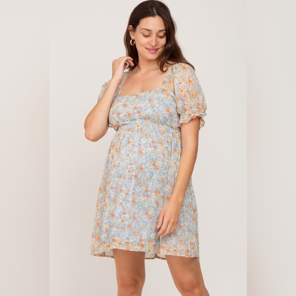 Pinkblush chiffon floral smocked back mini dress nwot